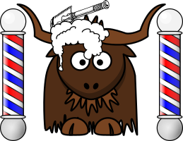 logo with a Yak being shaved